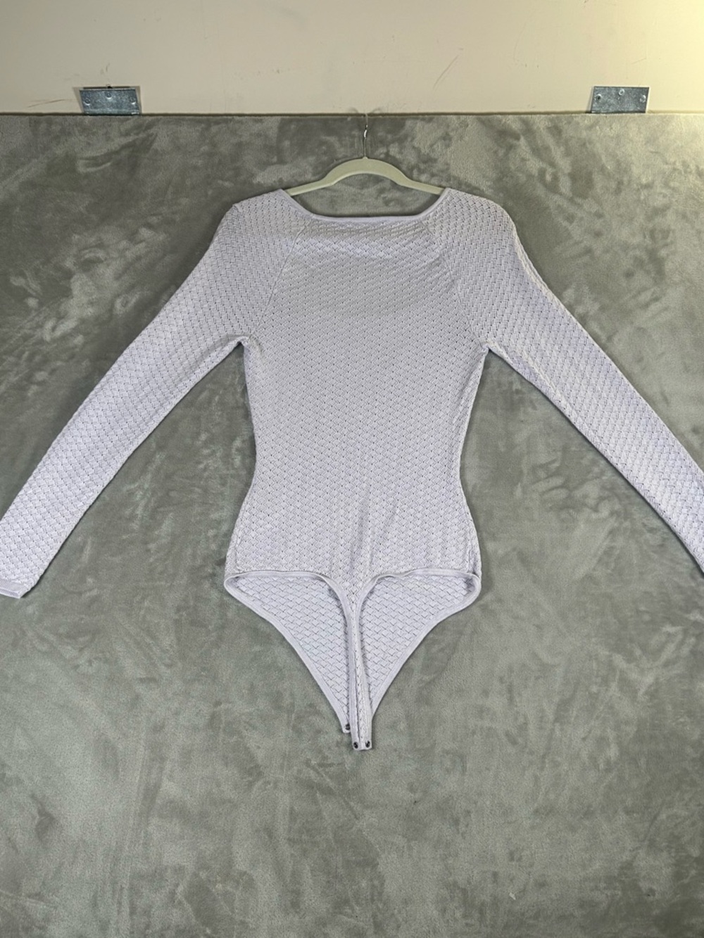 Abercrombie & Fitch pointelle square neck light purple eyelet bodysuit - Picture 7 of 15